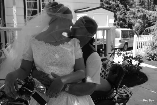 Harley Davidson wedding photos at Bell Tower Chapel