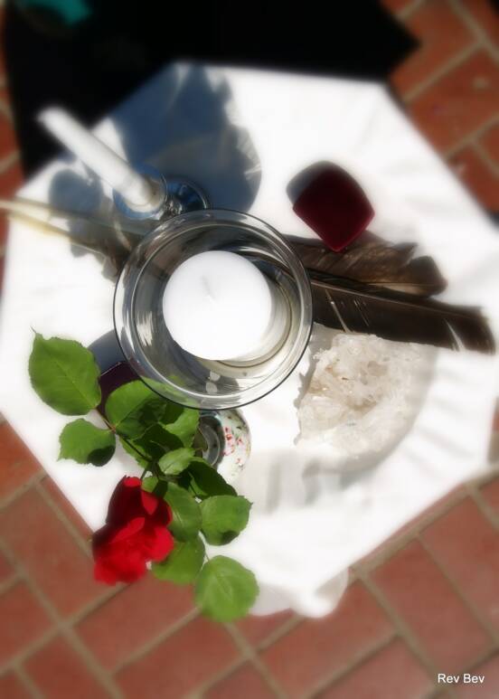 candle, feather, rose