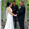 Gazebo ceremony at Abernethy Center Abigail's Garden. Performed by Beverly Masopn of The Radiant Touch Weddings. Photo by Absolutely Only Photography. Oregon wedding minister officiant Porltand