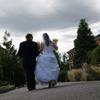 bride and groom walking to Children's Cottage