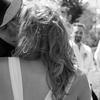 Bride and groom Kiss with his cowboy hat on