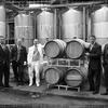 Groomsmen with kegs and barrels at Edgefield