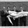 fun photo of men holding groom at Edgefield wedding in Troutdale Oregon By Beverly Mason