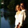 bride and groom by the lake in Milwaukie, North Clackamas Park